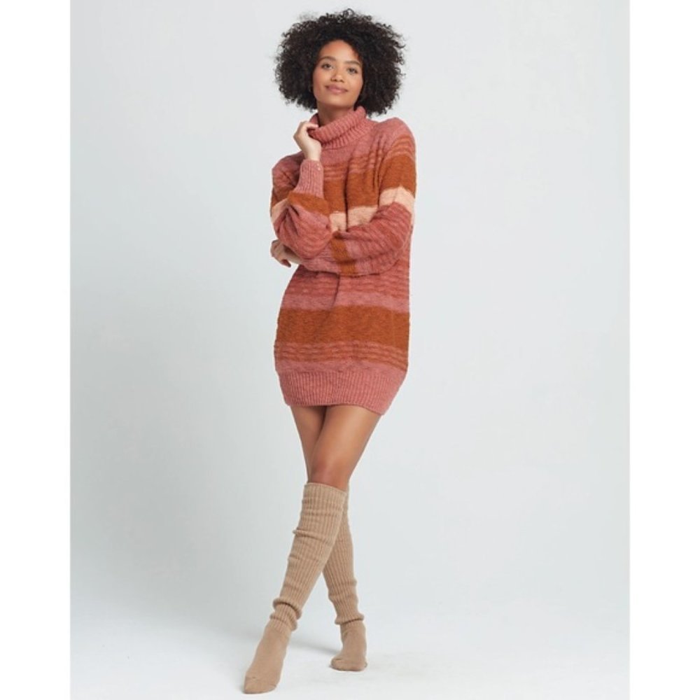 ⚡️NWT Space Jetsetter Sweater Dress Serape Stripe Chunky knit turtleneck Size M